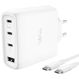 CARGADOR PARED/VIAJE 3xUSB-C + USB-A 65W MAXO BLANCO TRUST